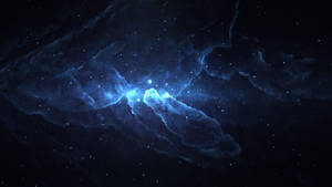 深空中帶有星星的發光藍色星雲 — 藍色美學電腦 壁紙