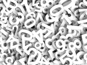 一堆白色3D渲染的數字和字母，以灰階呈現。 — 美學白 壁紙