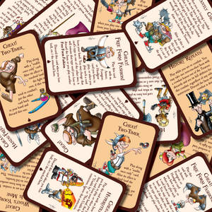 一堆插圖遊戲卡，有維京人和歷史人物。 — 美學 壁紙