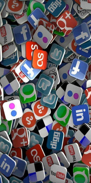 一堆社交媒體應用程式圖示，包括 Facebook、YouTube 和 Twitter — Google Pixel 3 壁紙