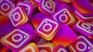 一堆色彩繽紛的 Instagram 應用程式圖示，以 3D 渲染。 — Instagram限時動態 壁紙