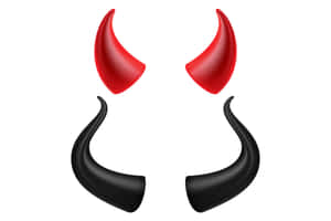 紅色和黑色惡魔角圖形設計元素。 — 惡魔角 壁紙