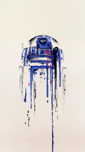 R2-D2的水彩藝術作品，顏料沿著它的身體滴落。 — 4K 星際大戰 壁紙