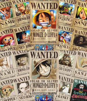 來自動漫《ONE PIECE》的通緝令， featuring 魯夫和娜美等角色。 — Vivo X Fold 壁紙