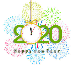 新年快樂2020 時鐘與煙火 — 新年快樂 2020 壁紙