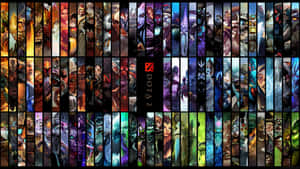 色彩繽紛的垂直面板中的Dota 2遊戲英雄 — 遊戲 壁紙
