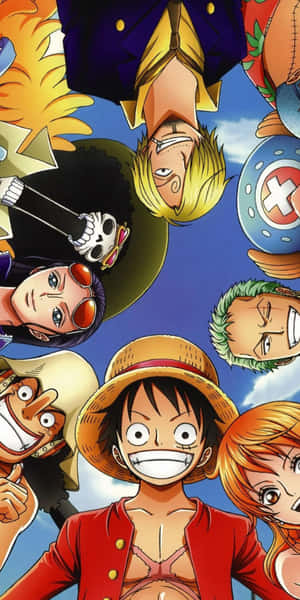 《ONE PIECE》中的草帽海賊團帶著愉快表情向下看。 — 神鬼奇航 壁紙