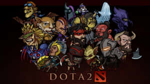 卡通風格的Dota 2遊戲英雄集結備戰。 — 刀塔2 壁紙