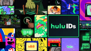 色彩繽紛的動畫角色和 Hulu 品牌標誌拼貼畫。 — 葫蘆 壁紙