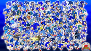 以數百個藍色和白色的角色變體慶祝 Sonic the Hedgehog。 — 音速小子 壁紙