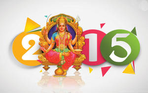印度女神坐在寶座上，2015年以彩色形狀顯示。 — Maa Durga 壁紙