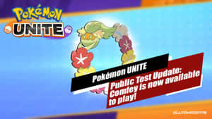花環中的花療環環寶可夢，帶有「Pokémon UNITE」更新公告文字。 — 高清 壁紙