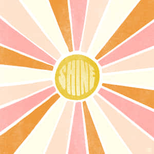 一個色彩繽紛的太陽光設計，中間有「shine」字樣。 — 嬉皮 壁紙