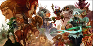 薩爾達遊戲角色在戲劇性的戰鬥場景中。 — 傳說對決英雄 壁紙