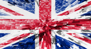 英國國旗在像素化數位藝術中爆炸，帶有紅色、白色和藍色的條紋。 — 英國 壁紙