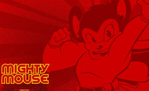 Mighty Mouse 在紅色漫畫風格插圖中展現肌肉。 — 傑利鼠 壁紙