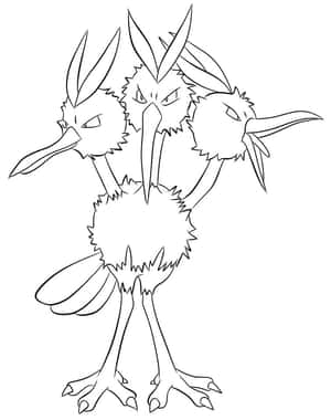 三頭鳥怪獸，擁有尖銳的喙和憤怒的眼睛，黑白線條藝術。 — 電玩遊戲 GIF 壁紙