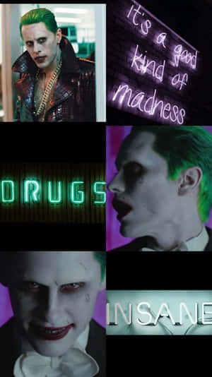 小丑拼貼畫 霓虹燈牌 madness drugs insane — 小丑 2019 壁紙