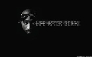 Tupac Shakur 肖像，帶有黑白文字 Life After Death。
