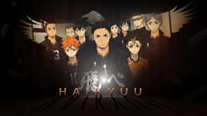 Haikyuu!! 動畫排球隊，擁有發光的眼睛和黑暗的翅膀，擺出戲劇性的姿勢。 — 手球 壁紙
