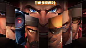 《Team Fortress 2》角色肖像以傾斜面板呈現，表情強烈。 — Tf2 壁紙