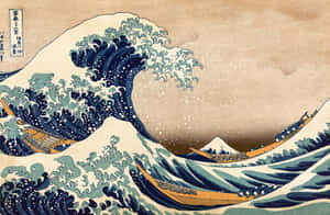 巨浪衝擊小船，背景為富士山。 — 波浪 壁紙