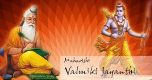 Maharishi Valmiki撰寫《羅摩衍那》，羅摩勳爵以神聖形態站在他身旁。 — 老師 壁紙