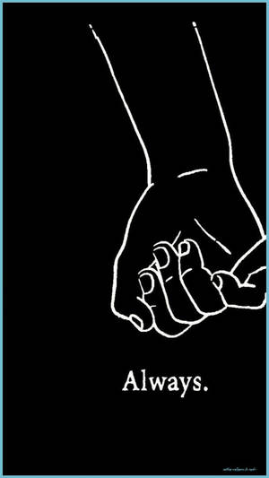兩隻緊握的手，附有「Always.」字樣 — 可愛情侶 壁紙