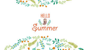 Hello Summer 問候，附鳥兒和花環 — 簡約 壁紙