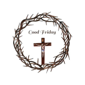 水彩風格中帶有荊棘冠冕和Good Friday文字的釘十字架場景。 — iPad Pro M4 壁紙