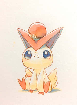 一幅水彩畫，描繪一隻頭頂精靈球的水伊布寶可夢。 — 電玩遊戲 GIF 壁紙
