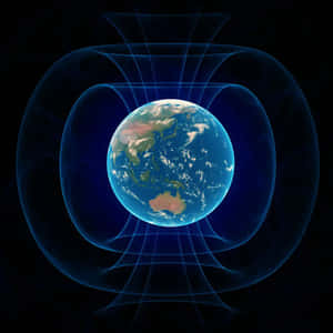 太空中帶有發光磁場線的地球 — 萬磁王 壁紙