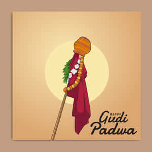 Gudi Padwa節日插圖，帶有裝飾柱和節日文字。 — iPad Pro 11 壁紙