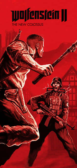 一名士兵在紅色色調的戰鬥場景中向納粹士兵揮舞球棒。 — 電玩遊戲 GIF 壁紙