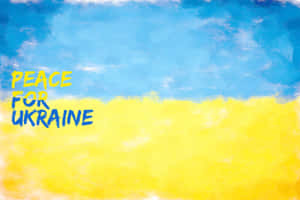 藍黃色繪製的旗幟，帶有 peace for ukraine 文字。 — 烏克蘭 壁紙