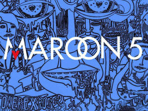 Maroon 5 專輯封面插圖，帶有藍色滴落面孔和吉他 — 藍色美學電腦 壁紙