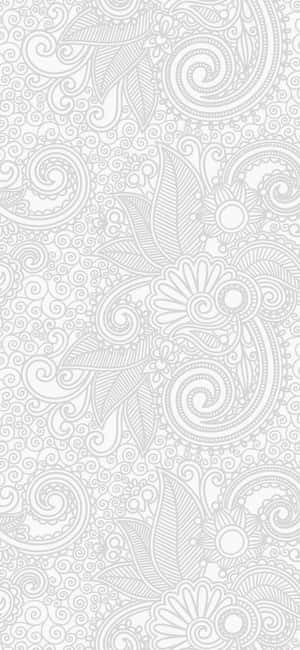 灰色調中帶有佩斯利和花卉漩渦的精緻線條藝術圖案。 — 簡約暗黑美學 壁紙