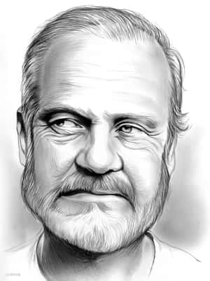 以鉛筆素描風格繪製的留鬍鬚男子肖像。 — 3:4 壁紙