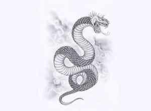 一條兇猛的龍，張開嘴巴，背後有旋轉的雲。 — 日式藝術 壁紙