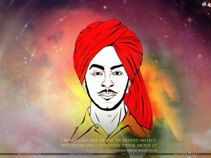 Shaheed Sardar Bhagat Singh的肖像，附有引言，背景為宇宙。 — 卡里姆·阿卜杜勒-賈巴爾 壁紙