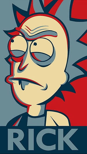 卡通角色 Rick Sanchez，擁有疲憊的眼睛和尖刺頭髮。 — 湯姆貓與傑利鼠 iPhone 壁紙