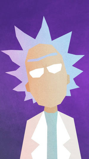 Rick Sanchez 穿著白色實驗室外套，擁有尖刺的藍色頭髮，背景為紫色。 — 湯姆貓與傑利鼠 iPhone 壁紙