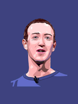藍色背景前身穿藍色毛衣的男子肖像。 — 馬克·祖克柏 壁紙