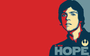 路克·天行者在一幅風格化海報中，帶有「A New Hope」文字。 — 星際大戰 壁紙