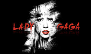 Lady Gaga 在垃圾搖滾風格肖像中展現紅唇和模糊的妝容。 — 女神卡卡 壁紙