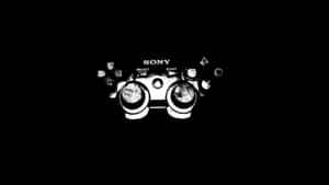 一個風格化的黑白 Sony PlayStation 控制器，帶有磨損紋理。 — 酷炫遊戲 壁紙