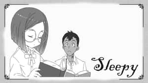 一個戴眼鏡的睏倦女孩正在看書，而一個男孩睜大眼睛看著。 — 低飽和 壁紙
