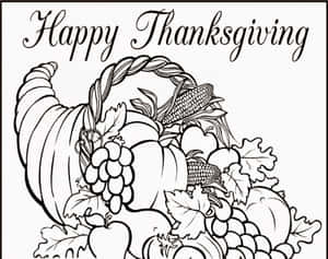 Happy Thanksgiving 豐收角裝滿了南瓜、葡萄和玉米。 — 5:4 壁紙