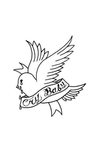 一隻鳥手持寫有 my baby 的橫幅。 — Lil peep 動態圖 壁紙
