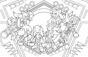 音速小子和朋友們的線條藝術填色頁。 — 音速小子 壁紙